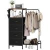 imageHomeiju Dresser with Hanging Rack Reversible Dresser for Bedroom with 4 Drawers ampamp Coat Rack ampamp Side Pockets Chest of Drawers with Clothes Rack Kids Dressers for Bedroom WhiteBlack
