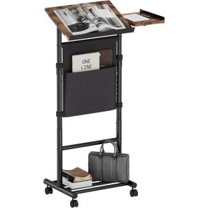 imageHomeiju Mobile Standing Desk Podium Height Adjustable Rolling Lectern with 360 Wheels ampamp Storage Bag