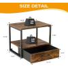 image:imageHomeiju 3Tier Vintage Brown Printer Stand with Storage Drawer MultiPurpose Desk Shelf Heavy Duty Desktop ShelfPrinter Table for Home Office