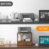 image:imageHomeiju 3Tier Vintage Brown Printer Stand with Storage Drawer MultiPurpose Desk Shelf Heavy Duty Desktop ShelfPrinter Table for Home Office