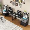 image:imageHome Office Desks 58 inch with Drawer amp Storage Printer Shelf Reversible Computer Desk with Movable Monitor Stand Writing Gaming Table with Shelves for Study PC Working Black