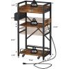 image:imageHomeiju 3Tier Printer Stand with Storage DrawerLarge Tall Printer Table with Power OutletSide Pocket and Adjustable Shelf for Home OfficeStand Cart for Computer PC Tower CPU ShredderBrown