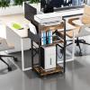 image:imageHomeiju 3Tier Printer Stand with Storage DrawerLarge Tall Printer Table with Power OutletSide Pocket and Adjustable Shelf for Home OfficeStand Cart for Computer PC Tower CPU ShredderBrown