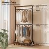 image:imageHomeiju Clothes Rack with Wheels Heavy Duty Clothing Rack Load 400LBS Double Rod Clothes Hanger Racks for Hanging Clothes Rolling Garment Rack with Shelves Rustic Brown and Black