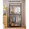 image:imageHomeiju Clothes Rack with Wheels Heavy Duty Clothing Rack Load 400LBS Double Rod Clothes Hanger Racks for Hanging Clothes Rolling Garment Rack with Shelves Rustic Brown and Black