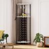 image:imageHomeiju Corner Wine Rack with Glass Holder and Led Strip Light Corner Bar Wine Racks Freestanding Floor Industrial Corner Bar Cabinet for Kitchen Dining Room Living Room or CellarCorner