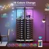 image:imageHomeiju Corner Wine Rack with Glass Holder and Led Strip Light Corner Bar Wine Racks Freestanding Floor Industrial Corner Bar Cabinet for Kitchen Dining Room Living Room or CellarCorner