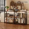 image:imageHomeiju Entryway Console Table 55 Width Long Sofa Table with Storage TV Stand Entertainment Center Media Stand for Living Room Industrial Style Rustic Brown