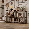 image:imageHomeiju Entryway Console Table 55 Width Long Sofa Table with Storage TV Stand Entertainment Center Media Stand for Living Room Industrial Style Rustic Brown