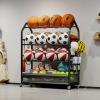 image:imageHomeiju Sports Equipment Organizer Ball Storage Rack Garage Sports Gear Rack with Wheels and Hooks IndoorOutdoor Shelf Rack for Sports Gear Black