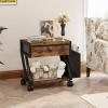 image:imageHomeiju Under Desk Printer Stand 2Tier Industrial Mobile Printer Table with Storage Bag and Drawer Rolling Printer Cart Holder with Lockable Wheels for Home Office