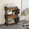 image:imageHomeiju Under Desk Printer Stand 2Tier Industrial Mobile Printer Table with Storage Bag and Drawer Rolling Printer Cart Holder with Lockable Wheels for Home Office