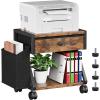 image:imageHomeiju Under Desk Printer Stand 2Tier Industrial Mobile Printer Table with Storage Bag and Drawer Rolling Printer Cart Holder with Lockable Wheels for Home Office