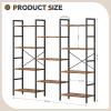 image:imageTriple 4 Tier Bookshelf 63 Width Tall Bookcase with 11 Openable Display Shelves Wide Book Shelf Book Case for Home Living Room Bedroom Office StorageRustic Brown