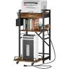 image:imageHomeiju 3Tier Printer Stand with Storage DrawerLarge Tall Printer Table with Power OutletSide Pocket and Adjustable Shelf for Home OfficeStand Cart for Computer PC Tower CPU ShredderBrown