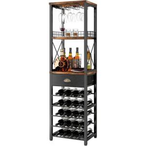 image:imageHomeiju Corner Wine Rack with Glass Holder and Led Strip Light Corner Bar Wine Racks Freestanding Floor Industrial Corner Bar Cabinet for Kitchen Dining Room Living Room or CellarRight Angle